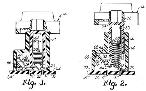 A mechanical switch with a transversally deformable spring, cited from US Patent, US3842229.